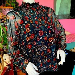 Sheer Floral print blouse